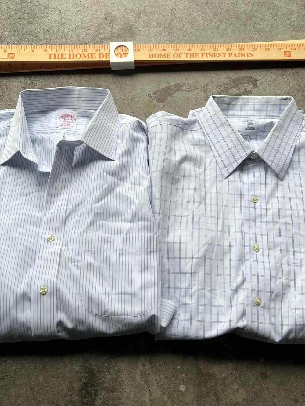 Brooks Brothers 346 Non-Iron Cotton White Plaid Dress Shirt 16.5 6/7 Lot Of 2